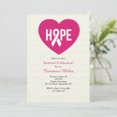 Hope Breast Cancer Ribbon Einladung (Stehend Vorderseite)