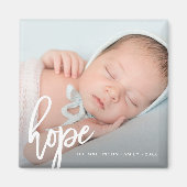 Hope Brush Script mit Foto, Name und Jahr Magnet (Vorne)