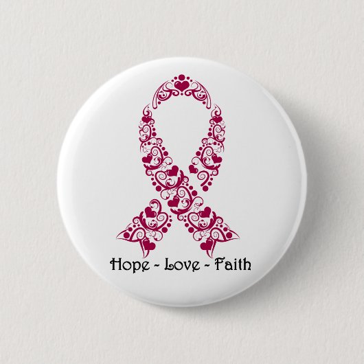 Hope Burgundy Awareness Ribbon Button (Vorderseite)