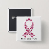 Hope Burgundy Awareness Ribbon Button (Vorne & Hinten)