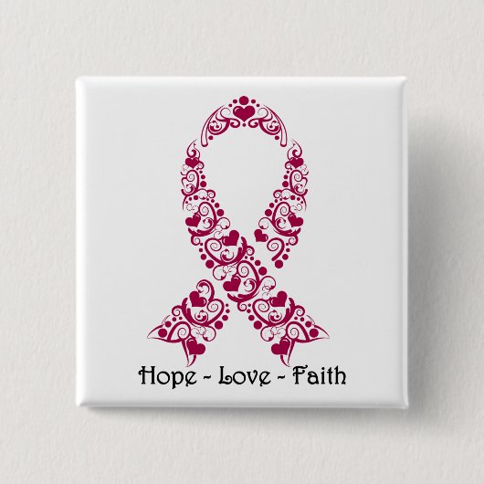 Hope Burgundy Awareness Ribbon Button (Vorderseite)