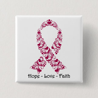 Hope Burgundy Awareness Ribbon Button
