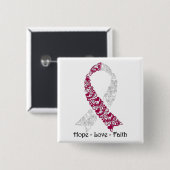 Hope Burgundy und White Awareness Ribbon Button (Vorne & Hinten)