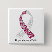 Hope Burgundy und White Awareness Ribbon Button (Vorderseite)