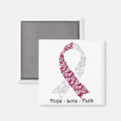 Hope Burgundy und White Awareness Ribbon Magnet (Vorderseite/Rückseite)