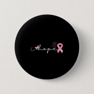 Hope Butterfly Brust Cancer Awareness Ribbon Girl Button