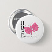 Hope Butterfly Brustkrebs Button (Vorne & Hinten)
