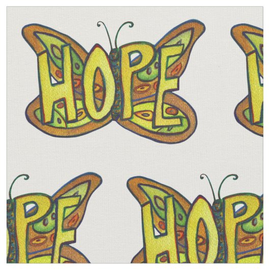 Hope Butterfly Inspiration Word Stoff Material (Nahaufnahme)