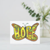 Hope Butterfly Word Art Inspiration Postcard Postkarte (Stehend Vorderseite)