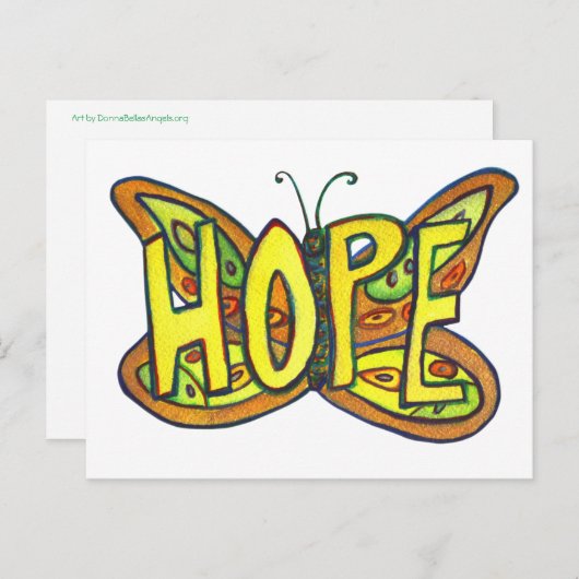 Hope Butterfly Word Art Inspiration Postcard Postkarte (Vorne/Hinten)