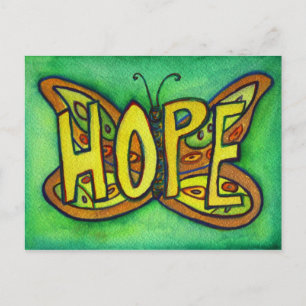 Hope Butterfly Word Art Inspiration Postcard Postkarte