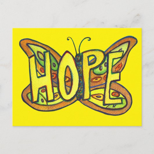 Hope Butterfly Word Art Inspiration Postkarten (Vorderseite)
