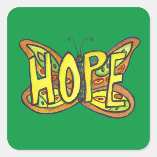 Hope Butterfly Word Art Inspiration Sticker (Vorderseite)