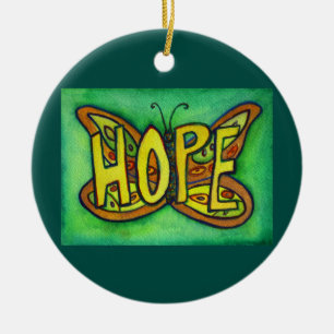Hope Butterfly Word Kunstschatz Keramikornament