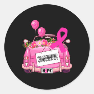 Hope Car Survivor Breast Cancer Awareness Pink Rib Runder Aufkleber