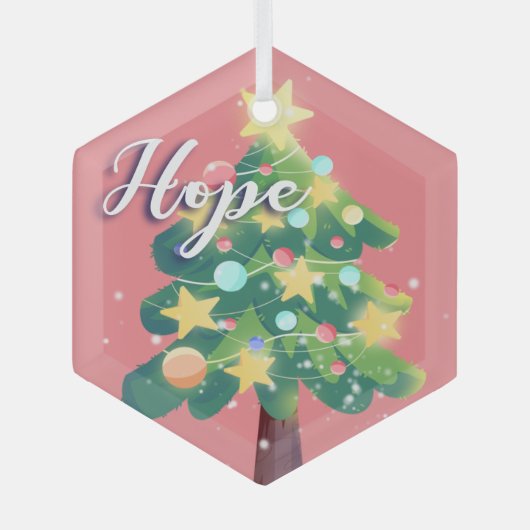Hope Carton Christmas Tree Pink Ornament Aus Glas (Vorderseite)