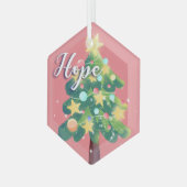 Hope Carton Christmas Tree Pink Ornament Aus Glas (Vorderseite Links)