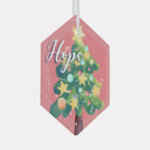 Hope Carton Christmas Tree Pink Ornament Aus Glas (Vorderseite Rechts)