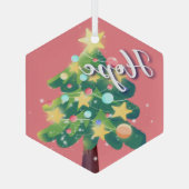 Hope Carton Christmas Tree Pink Ornament Aus Glas (Rückseite)