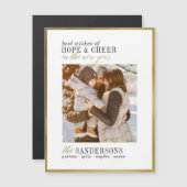 Hope & Cheer Minimalistisches Gold Script Neujahrs Magnetkarte (Vorne/Hinten)