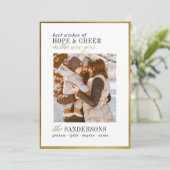 Hope & Cheer | Neue Jahre Eleganter moderner Goldr Einladung (Stehend Vorderseite)