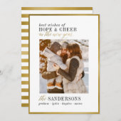 Hope & Cheer | Neue Jahre Eleganter moderner Goldr Einladung (Vorne/Hinten)