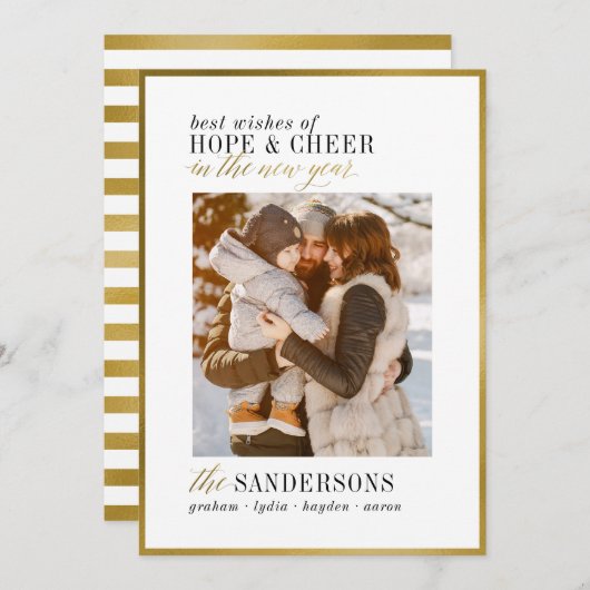 Hope & Cheer | Neue Jahre Eleganter moderner Goldr Einladung (Vorne/Hinten)