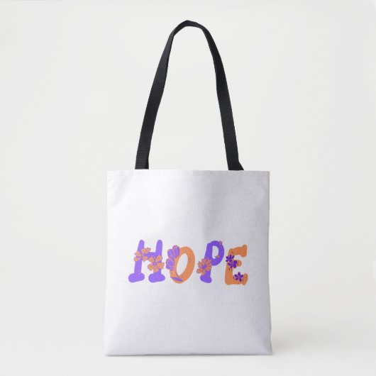 Hope Colorful Floral Text Toag Tasche (Vorderseite)