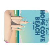 Hope Cove Beach Devon Vintage Reiseplakat Magnet (Horizontal)