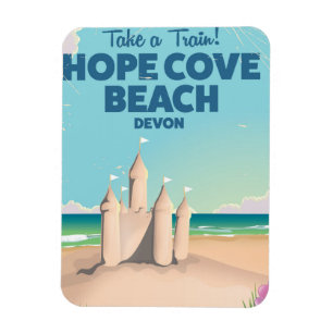 Hope Cove Beach Devon Vintage Reiseplakat Magnet