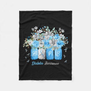 Hope Diabetes Awareness Blue Blumen Typ 1 Diabet Fleecedecke