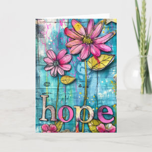 *~**~ HOPE Doodle Art farbenfrohe whimsistische Bl Dankeskarte