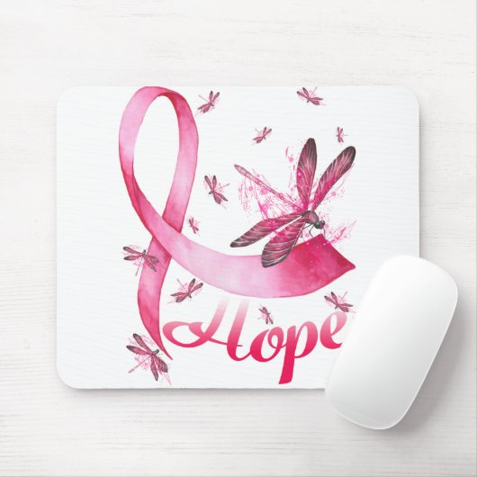 Hope Dragonfly Brustkrebs T - Shirt Mousepad (Mit Mouse)