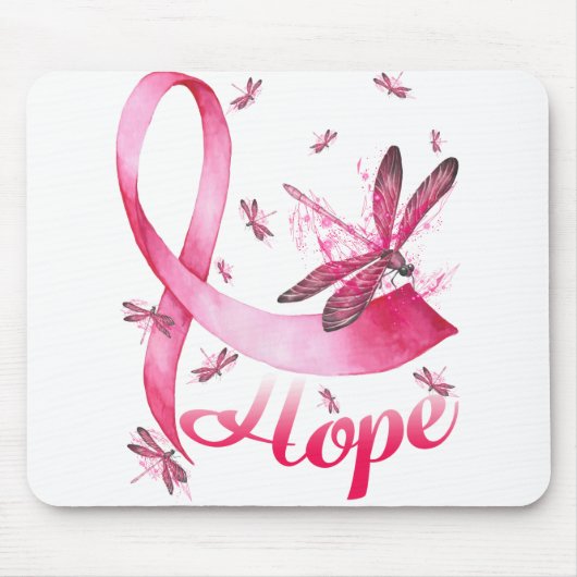 Hope Dragonfly Brustkrebs T - Shirt Mousepad (Vorne)
