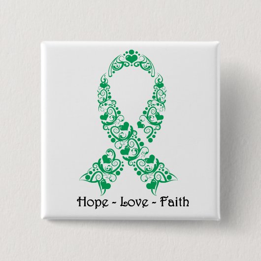 Hope Emerald Green Awareness Ribbon Button (Vorderseite)