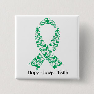 Hope Emerald Green Awareness Ribbon Button