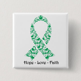 Hope Emerald Green Awareness Ribbon Button