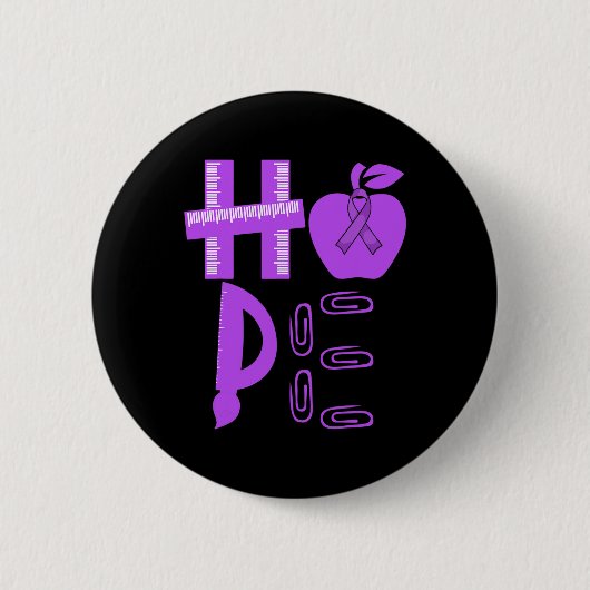 Hope Epilepsy Awareness Lila Ribbon Lehrer Button (Vorderseite)