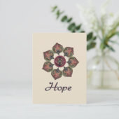 HOPE Fabric Collage Blume Rot und Blau Postkarte (Stehend Vorderseite)