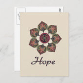 HOPE Fabric Collage Blume Rot und Blau Postkarte (Vorne/Hinten)