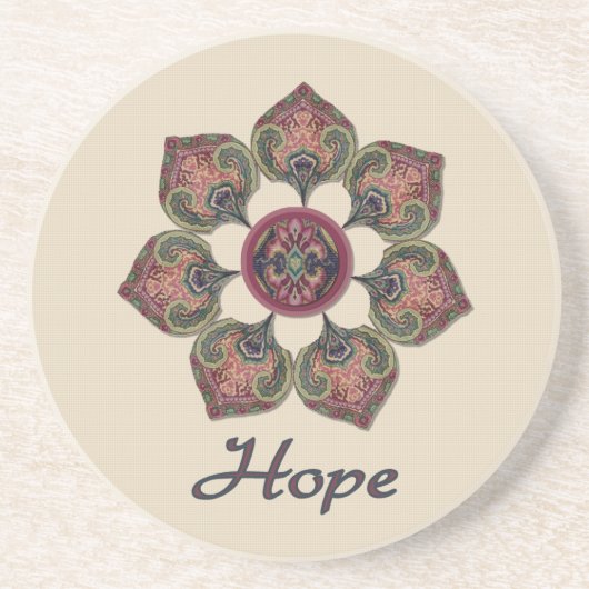HOPE Fabric Collage Blume Rot und Blau Sandstein Untersetzer (Vorne)