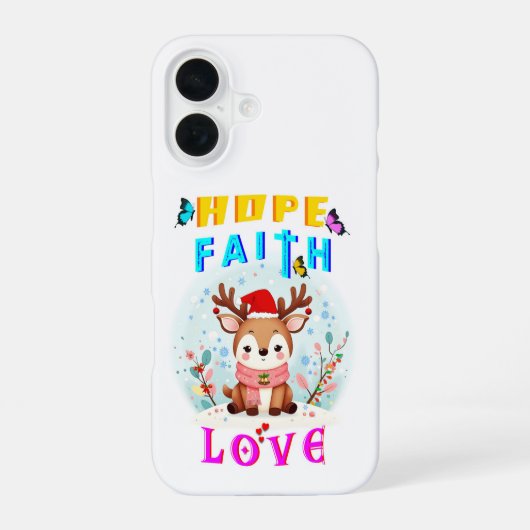 Hope Faith Liebe iPhone 16 Hülle (Rückseite)