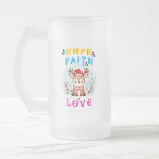 Hope Faith Liebe Mattglas Bierglas (Links)