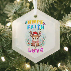 Hope Faith Liebe Ornament Aus Glas