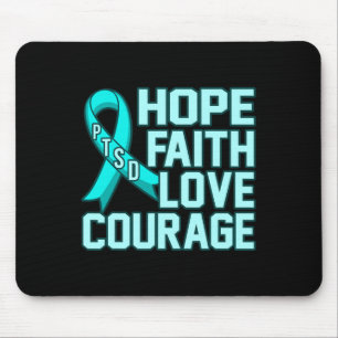 Hope Faith Liebe Ptsd Stress Awareness Ribbon Grap Mousepad