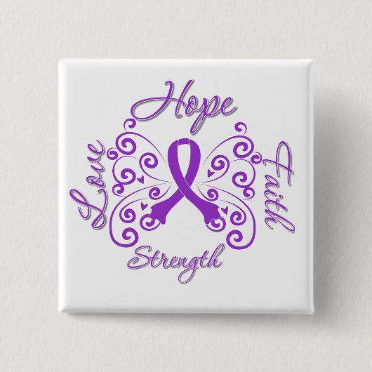 Hope Faith Liebe Stärke Fibromyalgie Button (Vorderseite)