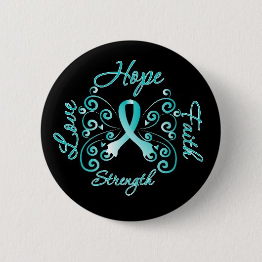 Hope Faith Liebe Strength Cervical Cancer Button (Vorderseite)
