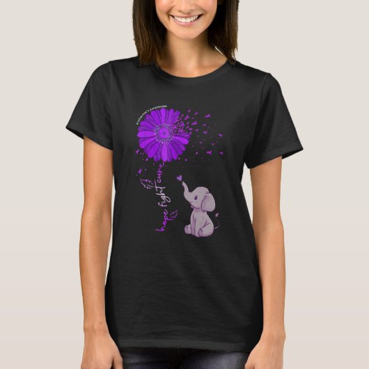 Hope Fight Cure Alzheimer's Awareness Purple Flowe T-Shirt (Vorderseite)