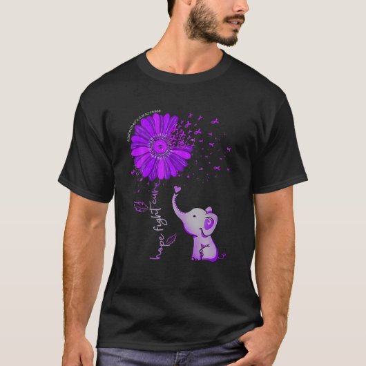 Hope Fight Cure Elephant Alzheimer's Awareness Pur T-Shirt (Vorderseite)