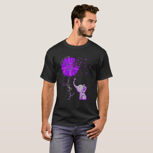 Hope Fight Cure Elephant Alzheimer's Awareness Pur T-Shirt (Vorne ganz)